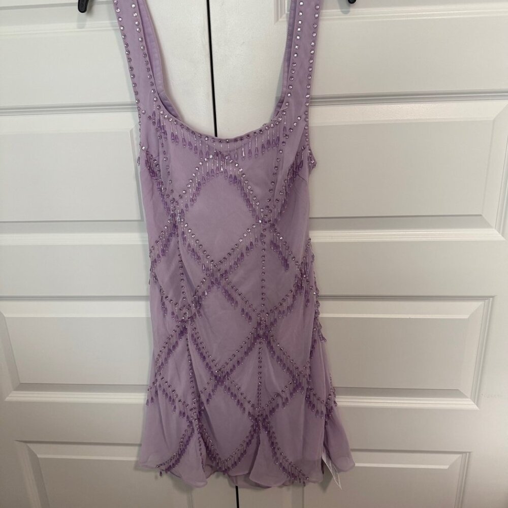 Purple Flowy Dress with Beads
